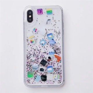 Ốp Điện Thoại Cứng Phối Kim Tuyến Nước Cho iphone 11 Pro Max 12 13 7 8 Plus X XR XS Max