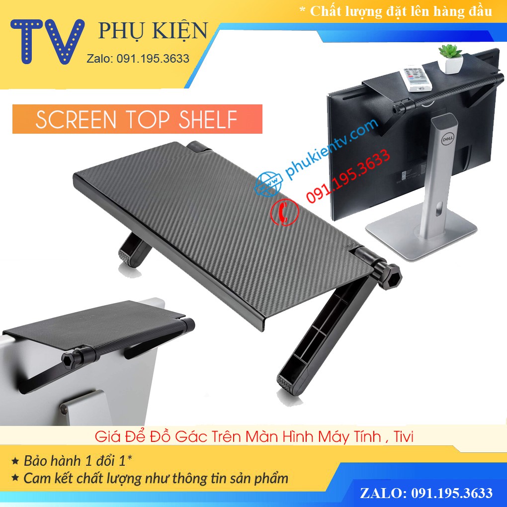 Giá Để Đồ Gác Trên Màn Hình Máy Tính - Tivi Q10  - Screen Top Shelf- Lắp Đơn Giản - Tiết Kiệm Diện Tích - Khay Để 32CM