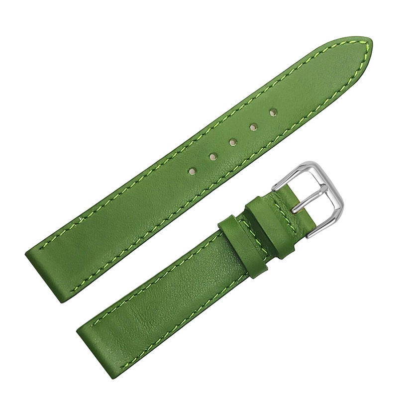 {Cam/ Xanh Lá} Dây da đồng hồ nam nữ DA BÒ THẬT 2 LỚP MỎNG, SIÊU DẺO BO-03 KHÓA CÀI size 12 - 14-16-18 - 20mm