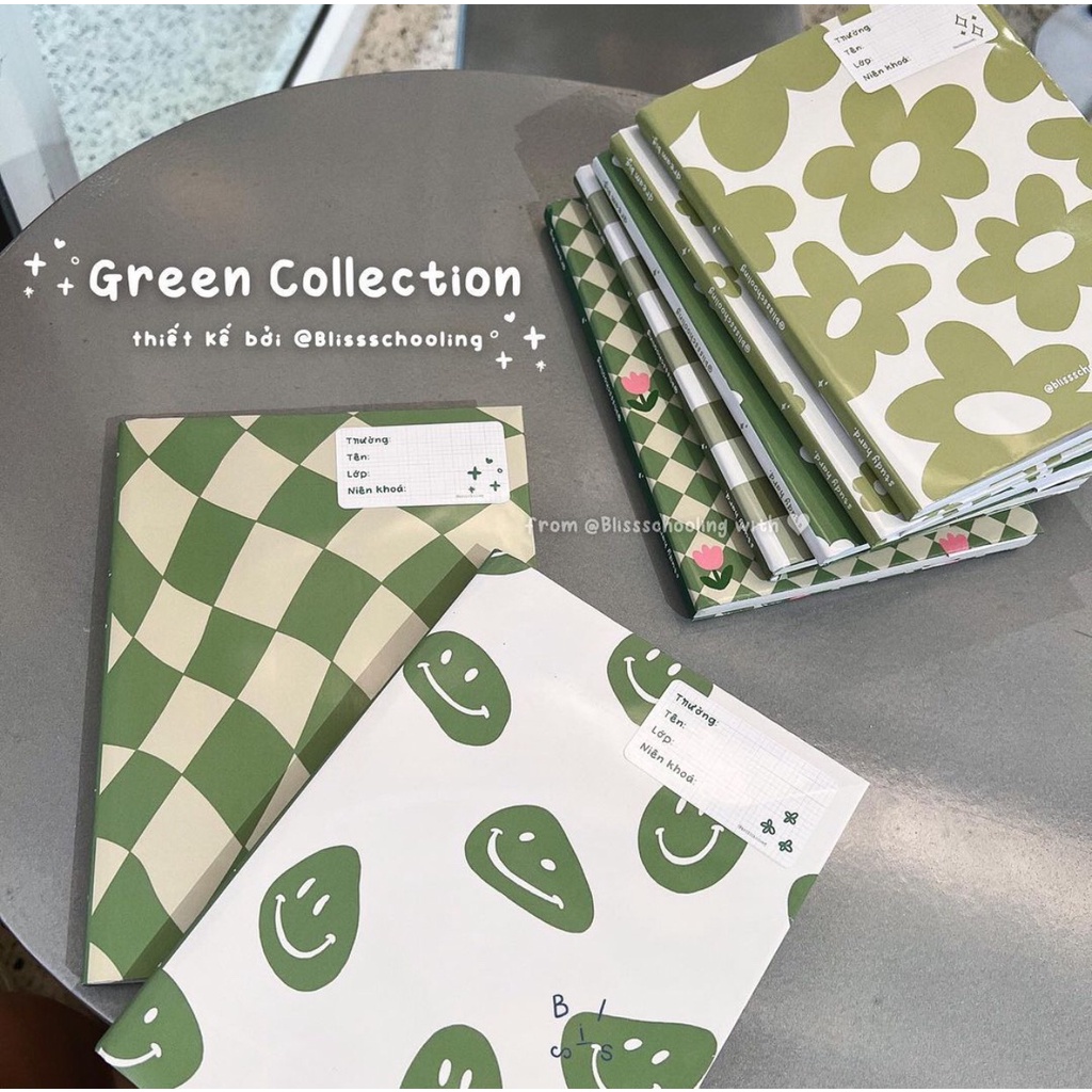 Giấy Bao Tập Mẫu Green Pastel 2022 l Thiết kế bởi Bliss Schooling l Tiệm in Bliss Schooling