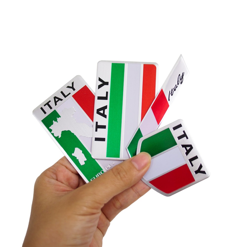 Set 4 Sticker hình dán Metal Sticker Factory - Chủ đề Cờ Ý Italia