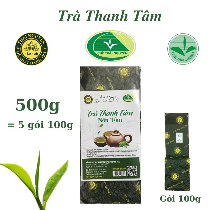 500g Trà Nõn Tôm Thái Nguyên Chè Thái Nguyên Nõn Tôm 5 gói 100g Trà Thanh Tâm 500g