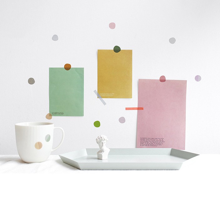 Sticker - Hình Dán Chấm Tròn Vẽ Tay Nhiều Màu Pastel