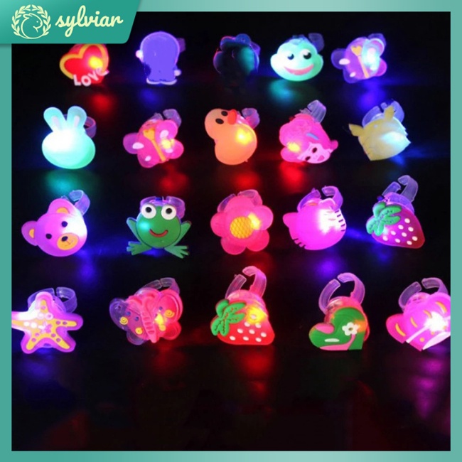 Nhẫn Cao Su Mềm Có Đèn Led Co Giãn Họa Tiết Hoạt Hình Làm Quà Tặng Sinh Nhật Cho Bé