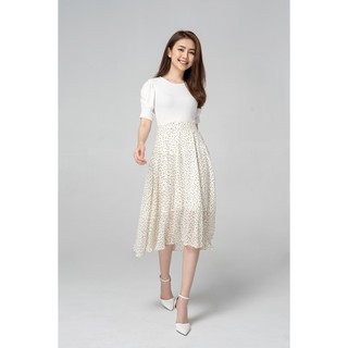 Chân Váy Midi YODY Dáng Suông Chấm Bi Xòe Nhẹ Chất Voan Bồng Bềnh, Nhẹ Nhàng CVN4236