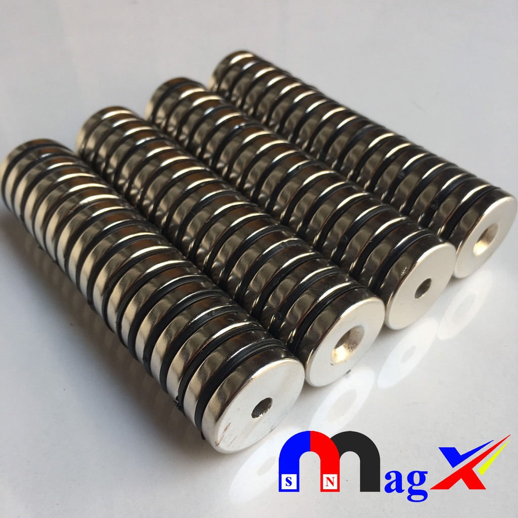 Nam Châm Siêu Cường Ø25x5mm Lỗ Vát M5 - Nam Châm Gắn Ná Cao Su Mã N35