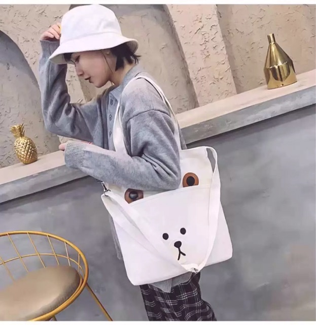 TÚI TOTE/túi vải - tai gấu - vừa A4