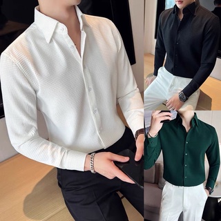 Áo sơ mi nam dài tay công sở CA55 chất vải Lụa Satin Hàn Cao Cấp không nhăn - Form ôm dáng thấm hút mồ hôi tốt