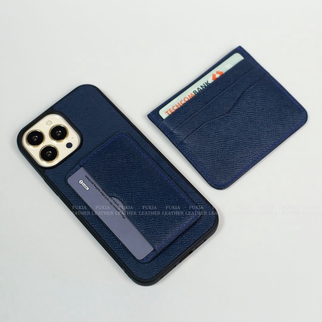 Ốp da thủ công Epsom một ngăn thẻ dựng ngang dành IPhone 14/14Plus/14Pro/14Promax/13/13Pro/13Promax/12Promax ODTC119