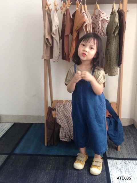 Yếm bò vintage cho bé gái từ 1,5-12 tuổi ATE035