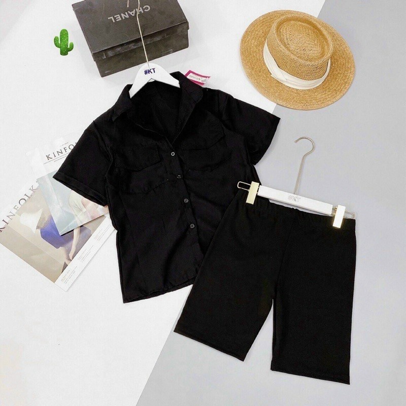 Áo Sơ Mi Nữ tay Ngắn Cổ Bẻ 2 Túi Ngực Chất Lụa Mịn Mát Mặc Đẹp Siêu Xinh [NEW UNISEX]