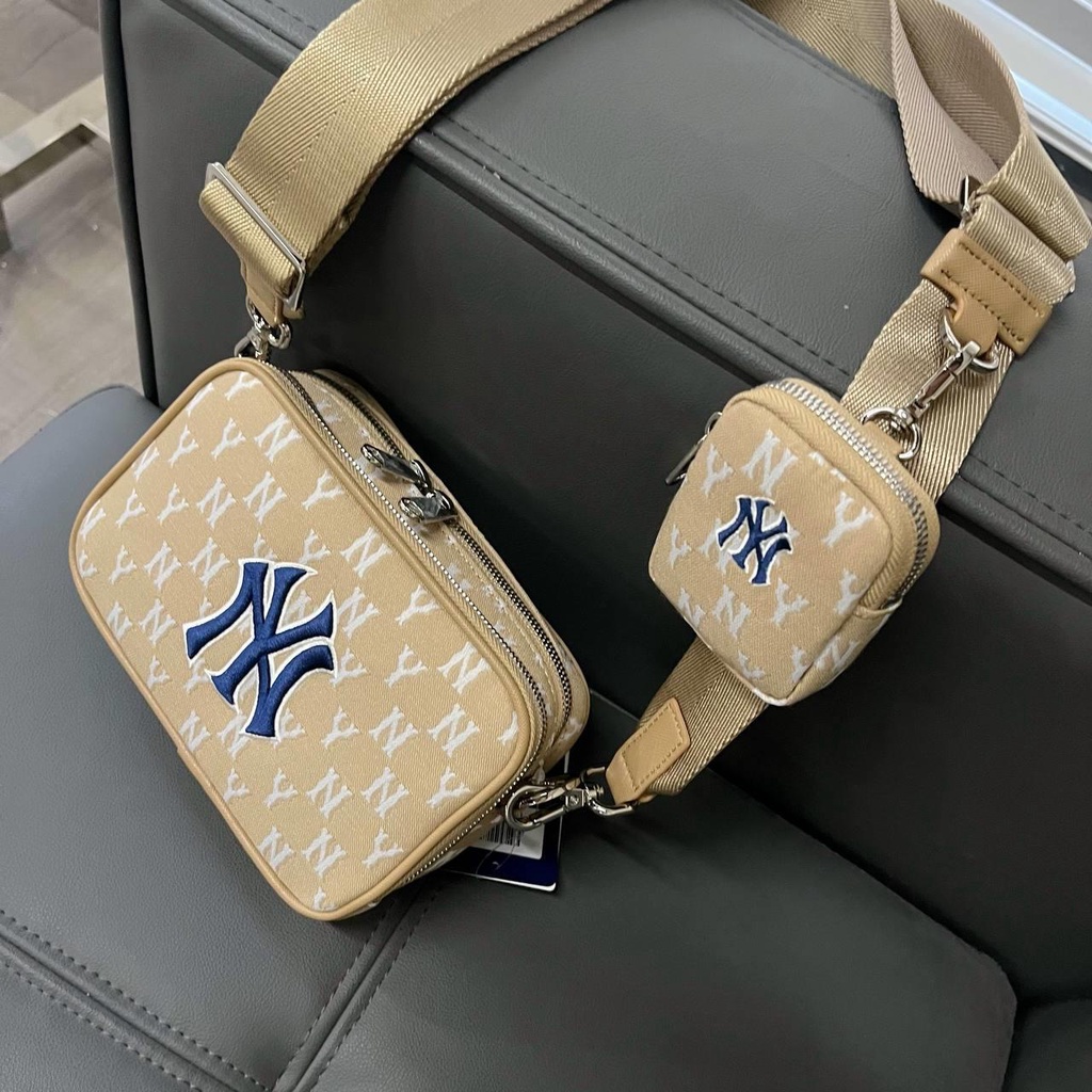 ✅  Túi MLB Monogram Jacquard Mini Crossbody Bag New York Yankees - Beige  | SL CÒN ÍT