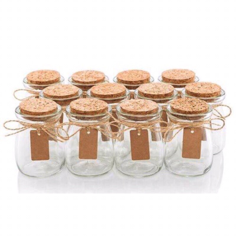 HŨ THUỶ TINH NÚT GỖ , NẮP NHỰA 100ml , 200ml