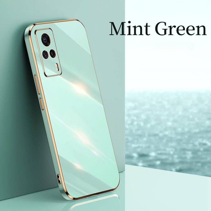 Ốp Điện Thoại TPU Silicon Mềm Chống Sốc Viền Vuông Mạ Vàng Sang Trọng Cho Vivo V21 V21E V20 SE V20 V23 V23E V23 Pro