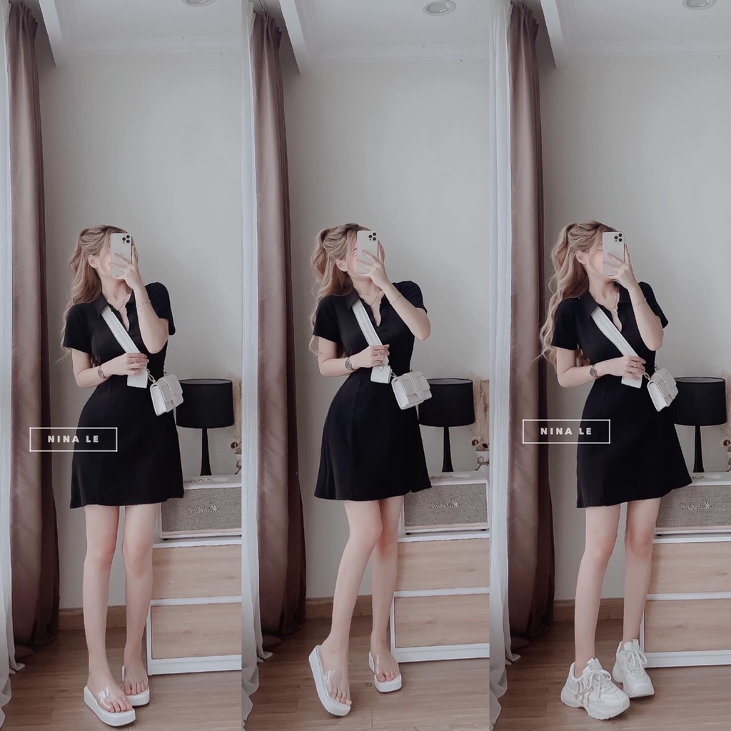 Váy len tăm sơ mi cổ polo siêu hot DN288