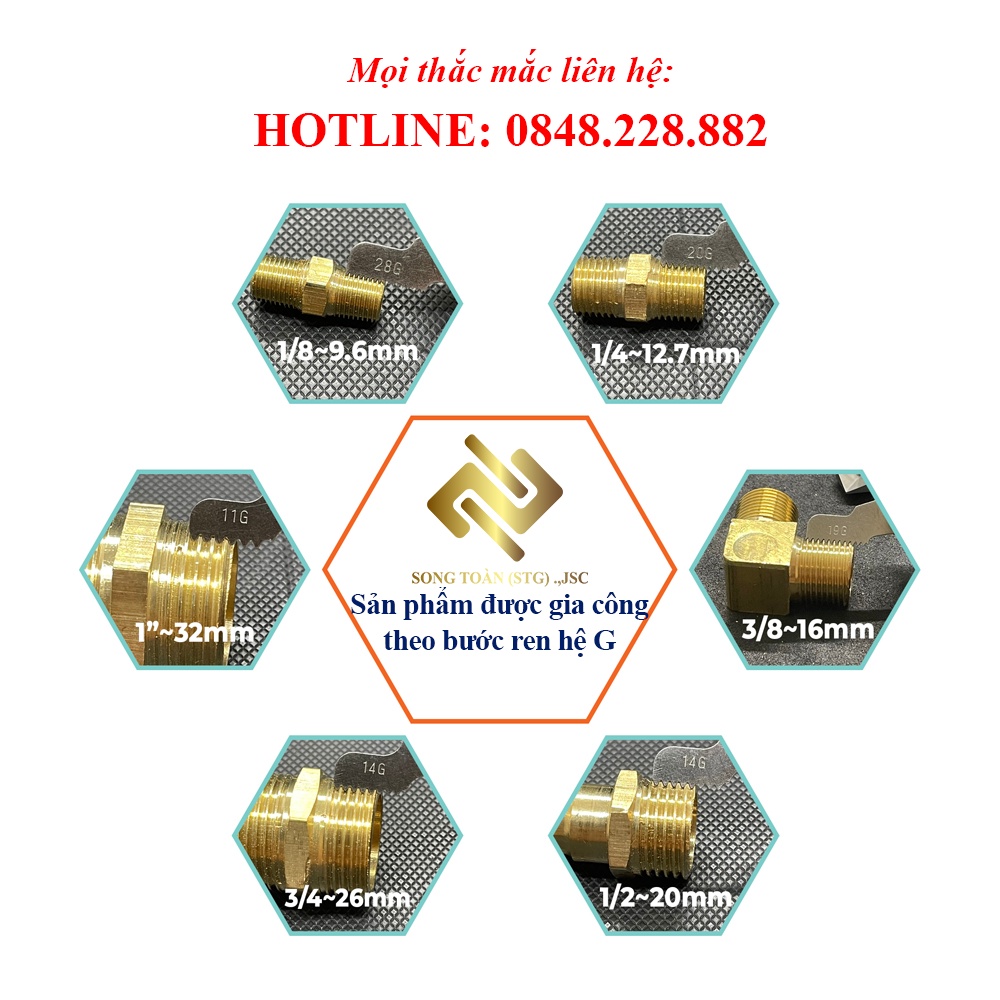 [CẢ RÁ 27x21] Ren ngoài lớn x Ren trong nhỏ bằng Inox Bóng - Lơ ngược Inox pipe fitting reducer bush male to female