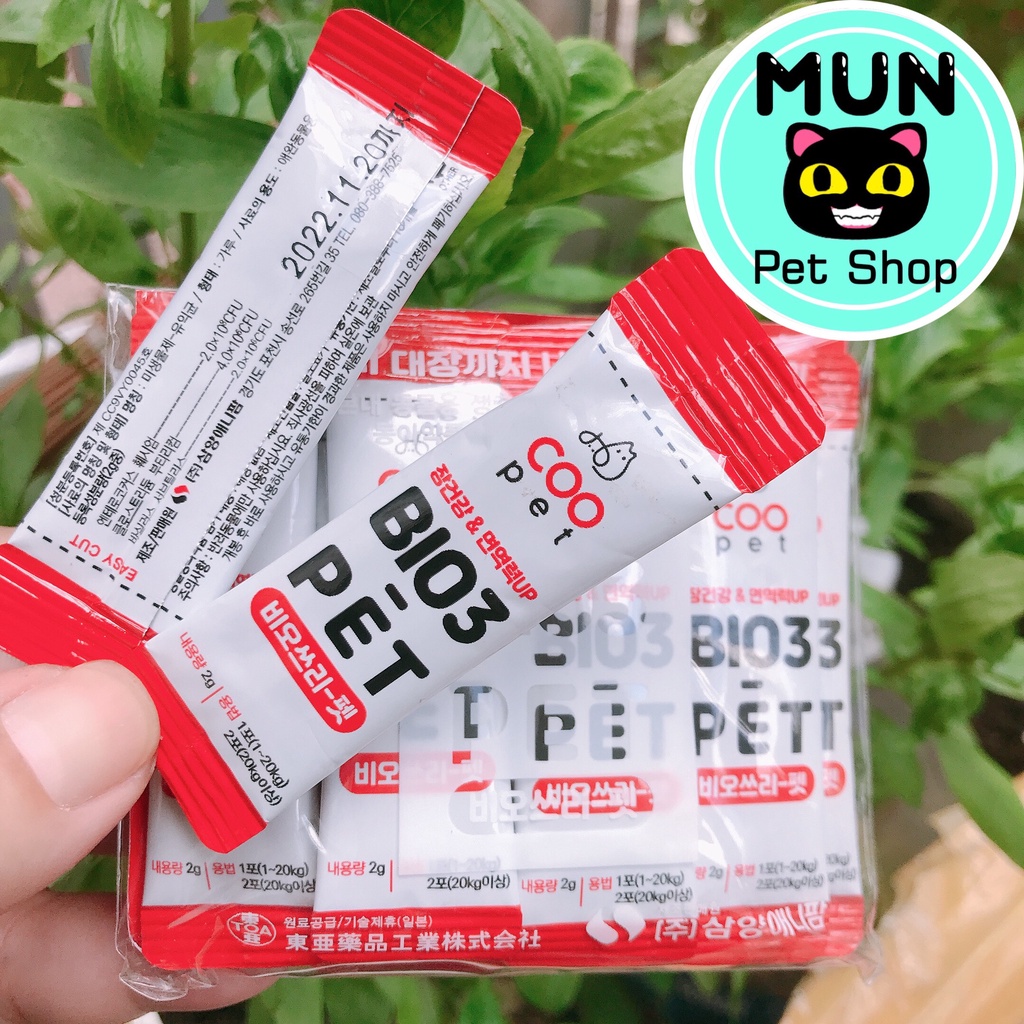 Men vi sinh hỗ trợ tiêu hóa cho chó mèo BIO3 PET 2g/gói (Hàn Quốc)