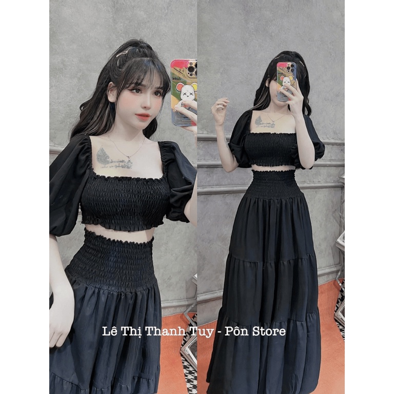 SET ÁO TÓP/ VÁY XẾP LY XỐP CHỈ, CONCEPT ĐI LÀM/ ĐI CHƠI, CHẤT VẢI XIN, MẶC CỰC THÍCH UP shop valentina