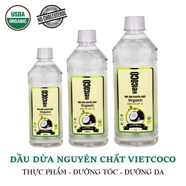 [PET 250ML & 500ML] DẦU DỪA HỮU CƠ 100% NGUYÊN CHẤT VIETCOCO