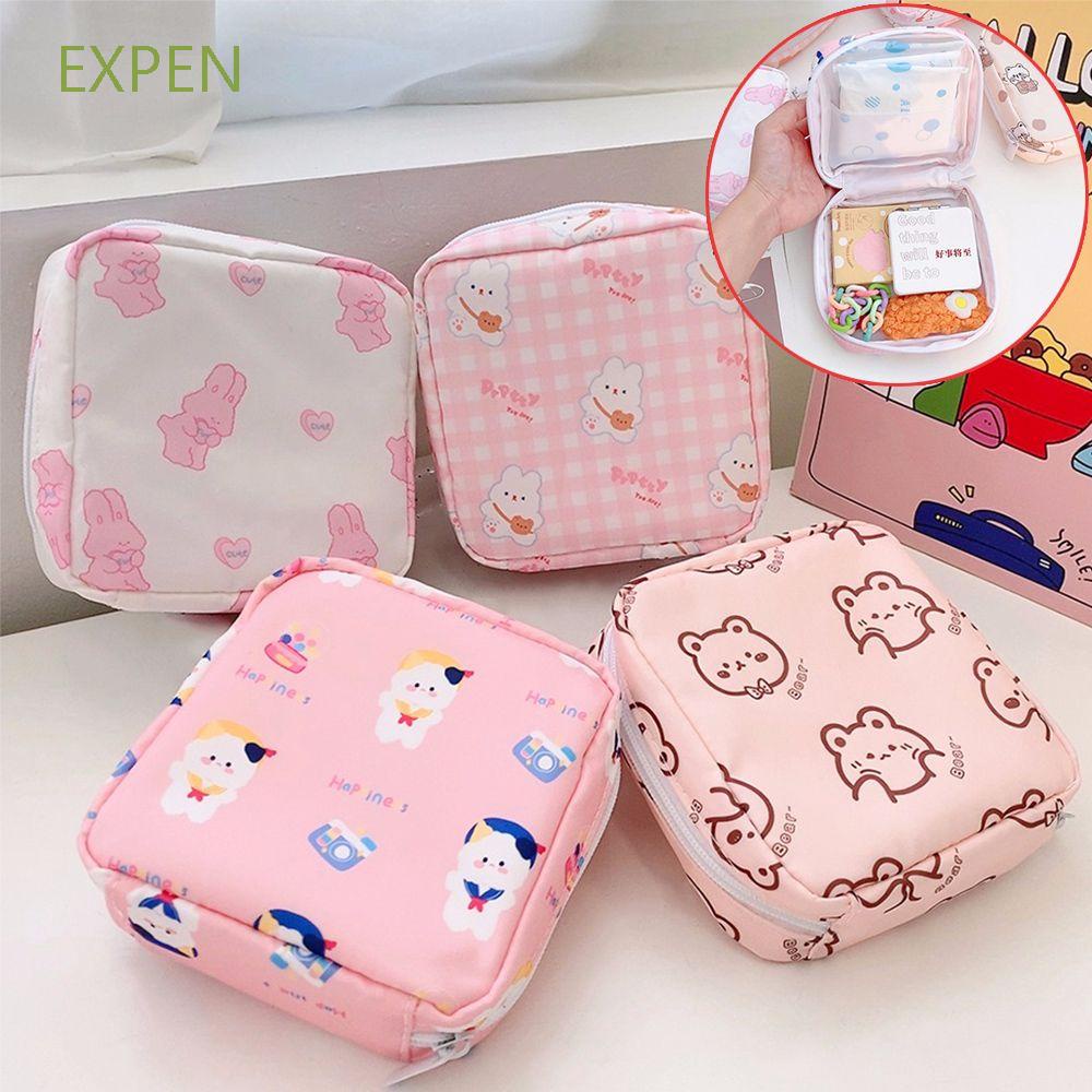 Túi Đựng Băng Vệ Sinh / Tiền Xu / Mỹ Phẩm Mini Chống Thấm Nước Đa Năng Họa Tiết Hoạt Hình Dễ Thương