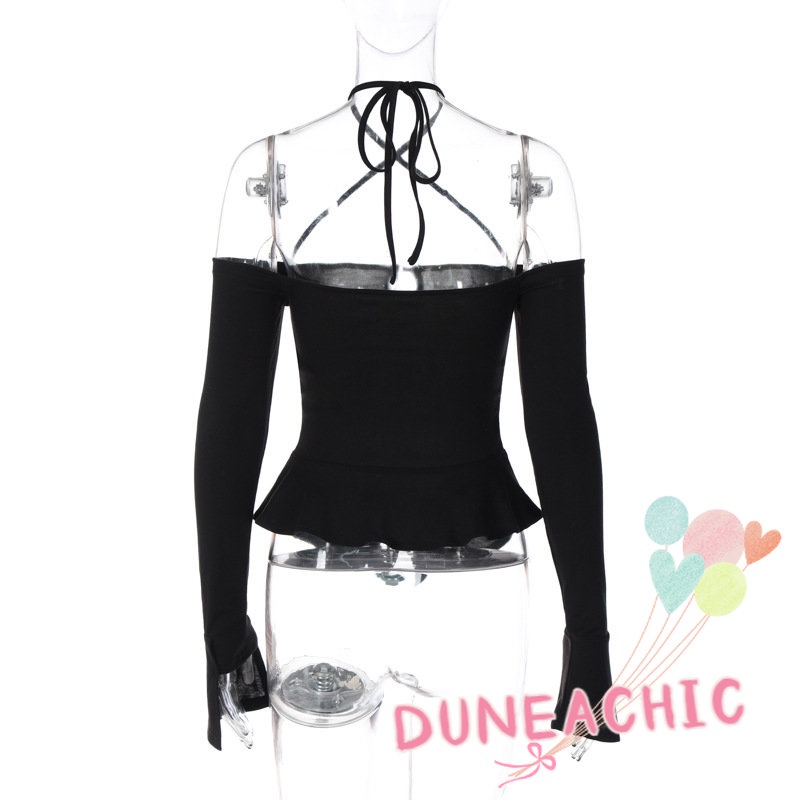 DUNEA Áo kiểu tay dài hở vai quyến rũ cho nữ