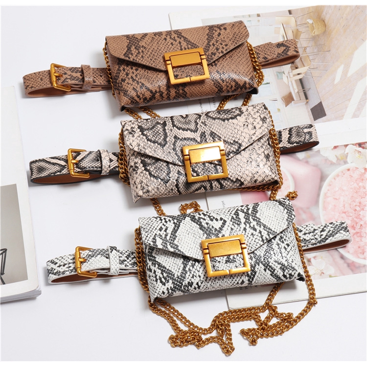 Túi đeo thắt lưng giả da rắn thời trang