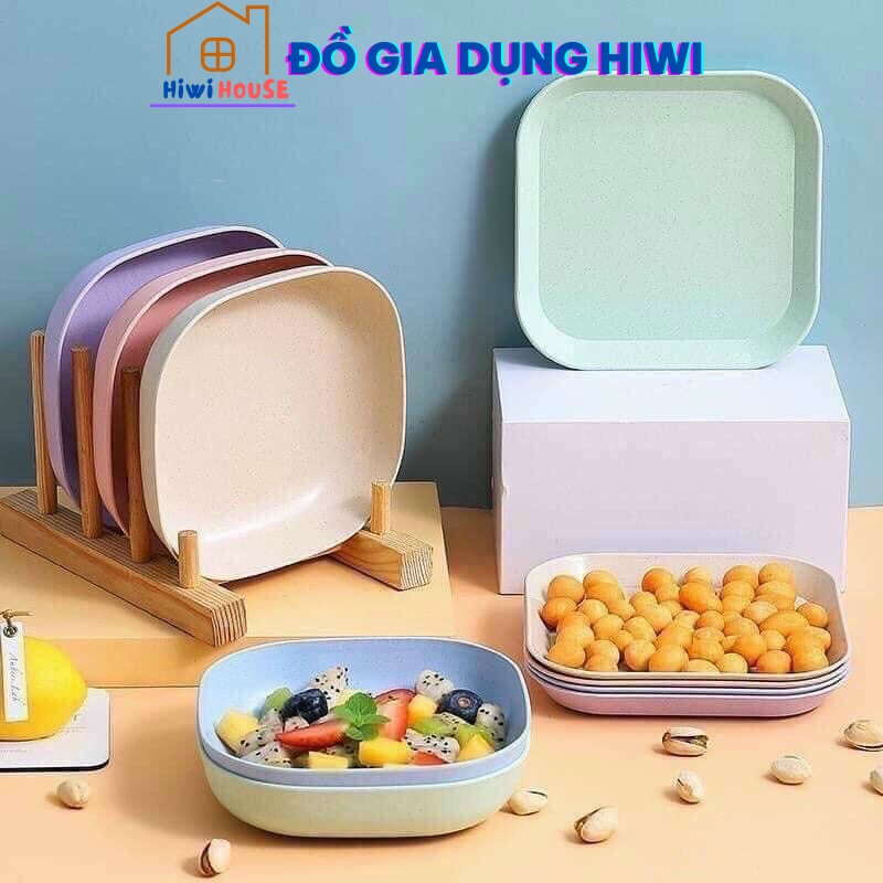 Set 8 Đĩa Nhựa Lúa Mạch đựng Hoa QUả, Trái Cây, Đồ Ăn An Toàn Và Tiện Lợi