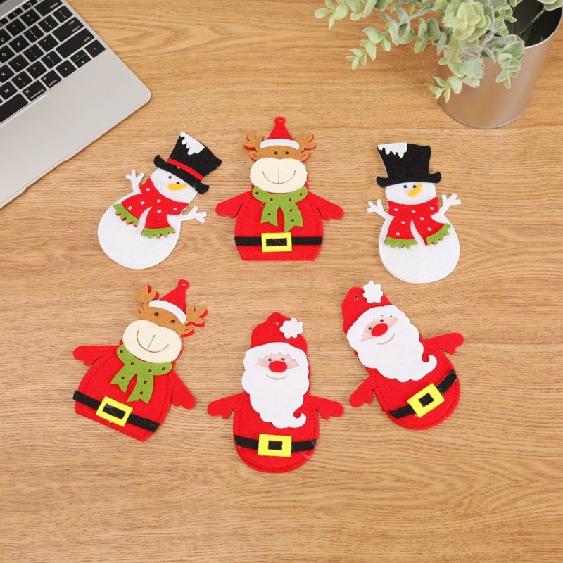 Set 4 Giá Đỡ Dụng Cụ Ăn Uống Hình Ông Già Noel / Người Tuyết / Gấu Tuần Lộc