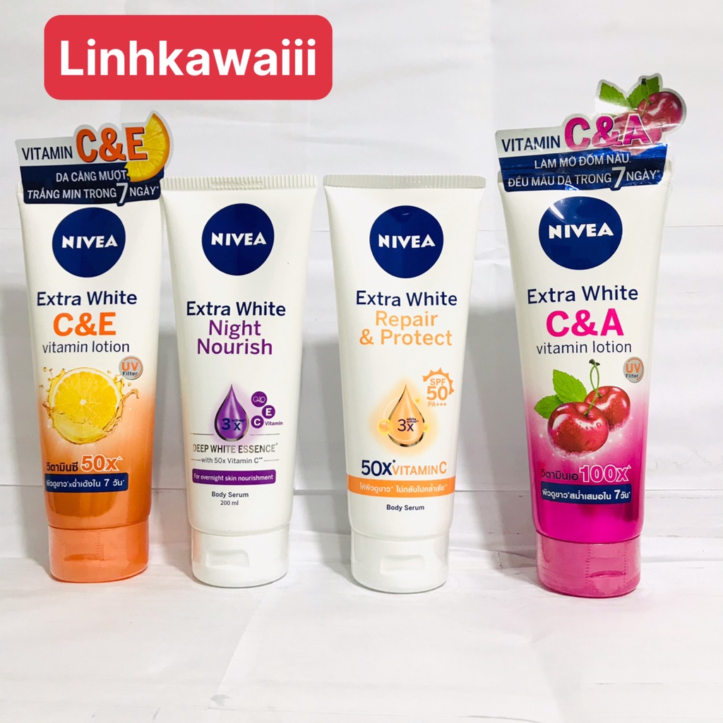 Tinh chất dưỡng thể dưỡng trắng NIVEA ngày và đêm giúp phục hồi & chống nắng SPF50(180ml-200ml)