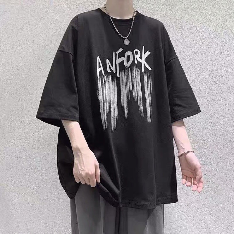 Áo thun đen in chữ nam nữ unisex phong cách ulzzang Hàn Quốc