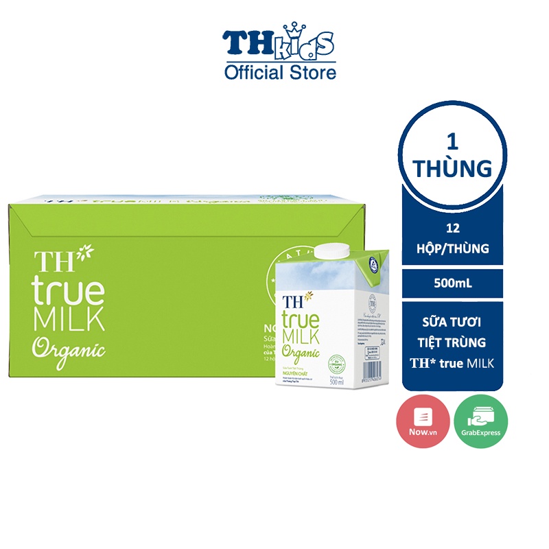 Thùng 12 Hộp Sữa Tươi Tiệt Trùng TH True Milk A2 - Organic