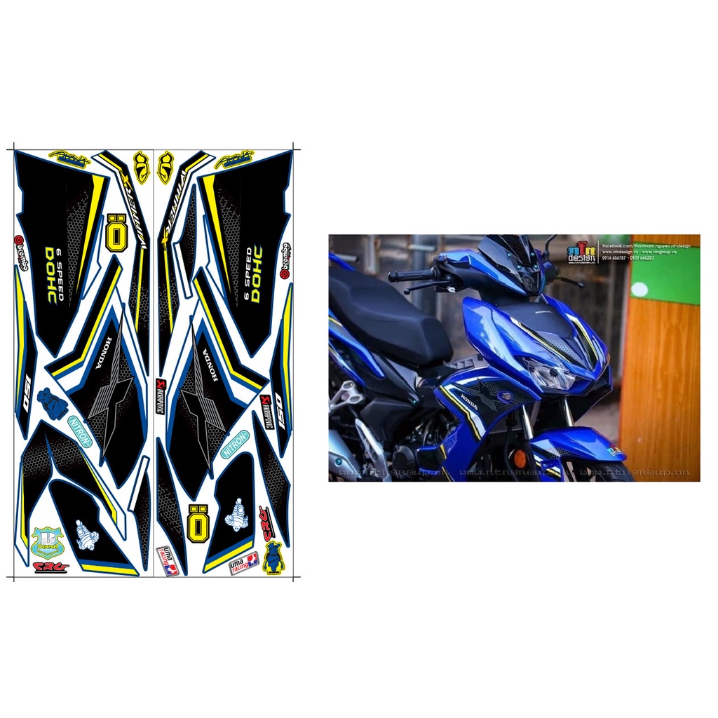Tem Rời Honda Winner X Xanh Gp - Tem 3 Lớp - Tặng Logo - Ver 7