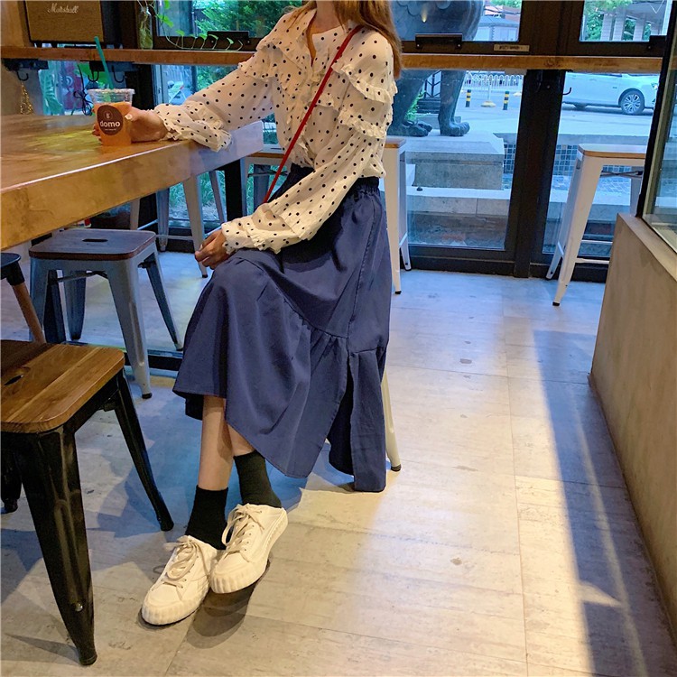 Chân váy cotton xẻ tà, hàng Quảng Châu, Freesize (Ảnh thật tự chụp) | BigBuy360 - bigbuy360.vn