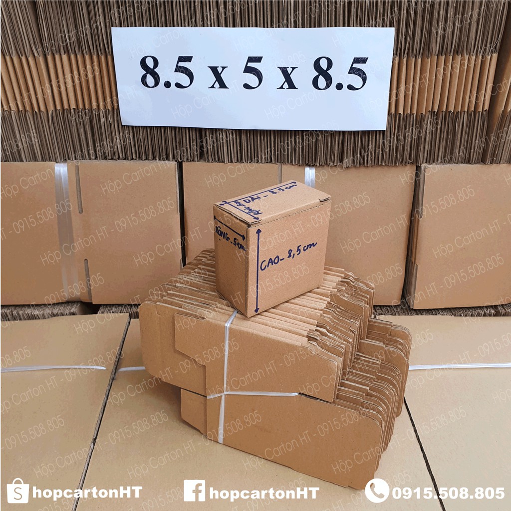 8.5x5x8.5 Combo 10 hộp carton, thùng giấy cod gói hàng, hộp bìa carton đóng hàng giá rẻ