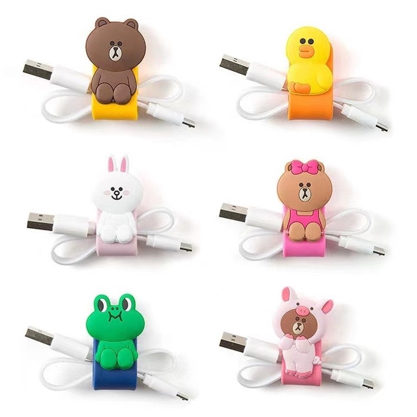 Phụ Kiện Bảo Vệ Dây Cáp Sạc / Tai Nghe USB Hình Thú Hoạt Hình 3D Dễ Thương Giá Đỡ