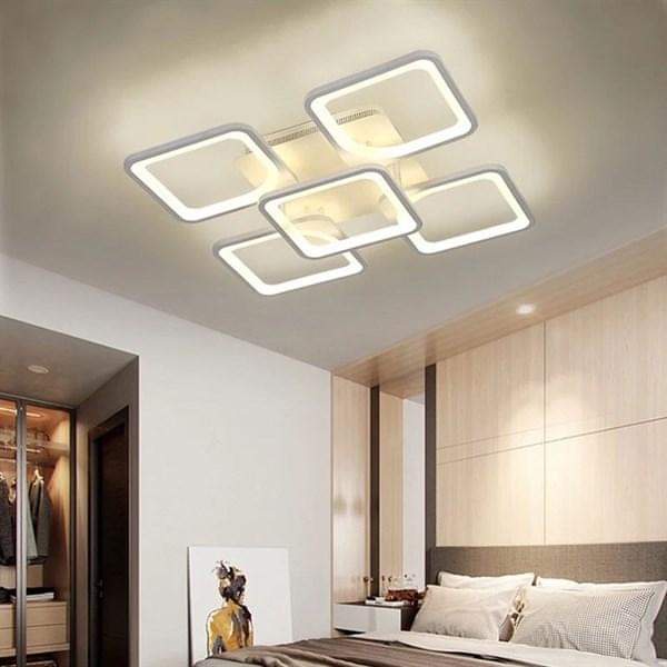 Đèn Led Ốp Trần 8 Ô Hình Chữ Nhật Trang Trí Phòng Khách,Ngủ,Điều Khiển Phân Tầng 3 Chế Độ Ánh Sáng, Bảo Hành 24 Tháng