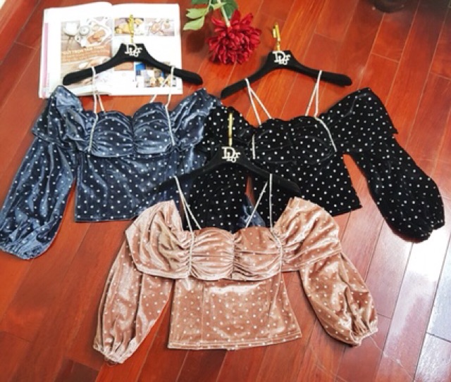 Áo hai dây nhung kim tuyến