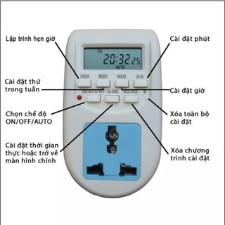 Bộ 2 ổ cắm hẹn giờ điện tử AL06 220v -10A có pin nuôi cài 1 lần dùng mãi mãi công tắc, ổ cắm hẹn giờ