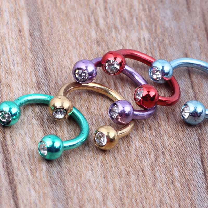 Khuyên mũi chữ C đính đá đơn giản thời trang