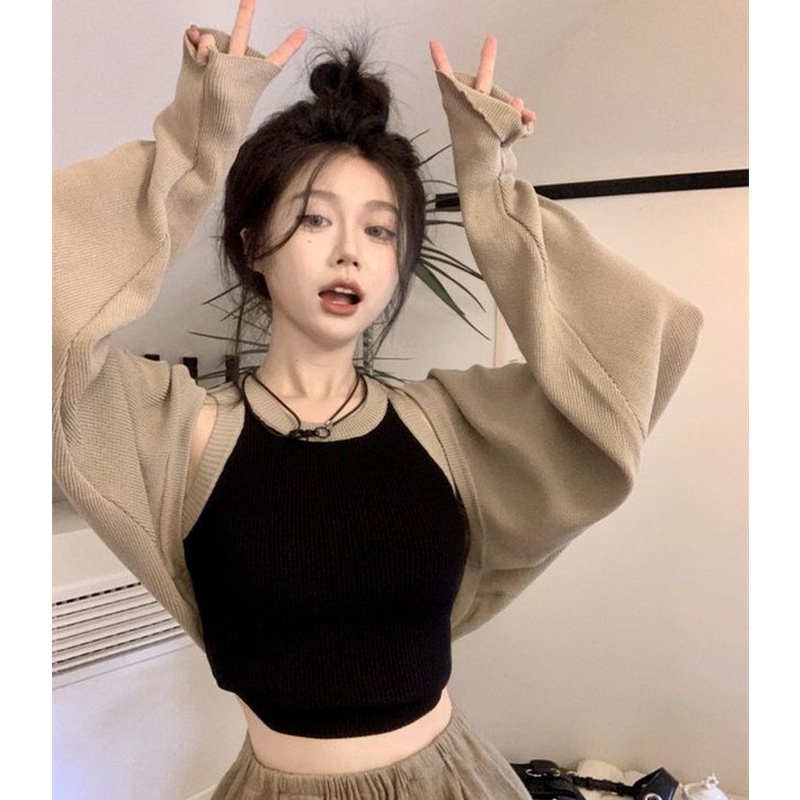 Áo Khoác Dệt Kim Không Tay Màu Sắc Thời Trang Mùa Thu Dễ Phối Đồ Cho Nữ