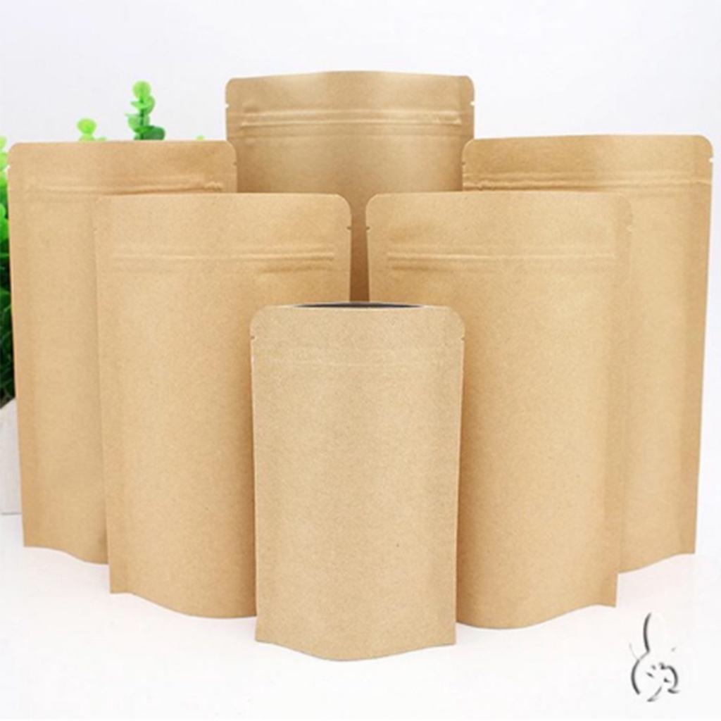 [ Giá Hủy Diệt ] - 1 Lạng Túi zip Giấy Kraft Xi Măng Đáy Đứng Không Cửa Sổ Đủ Size