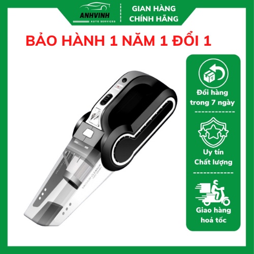 Máy Hút Bụi Ô Tô Cầm Tay Đa Năng 4 Trong 1 - Hút Bụi, Bơm Lốp Xe, Đo Áp Suất Lốp, Chiếu Sáng - Anh Vinh Auto