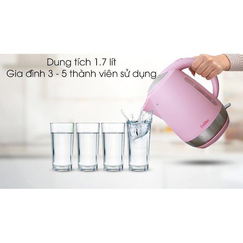 Bình siêu tốc Delites 1.7 lít ST17P03 hồng