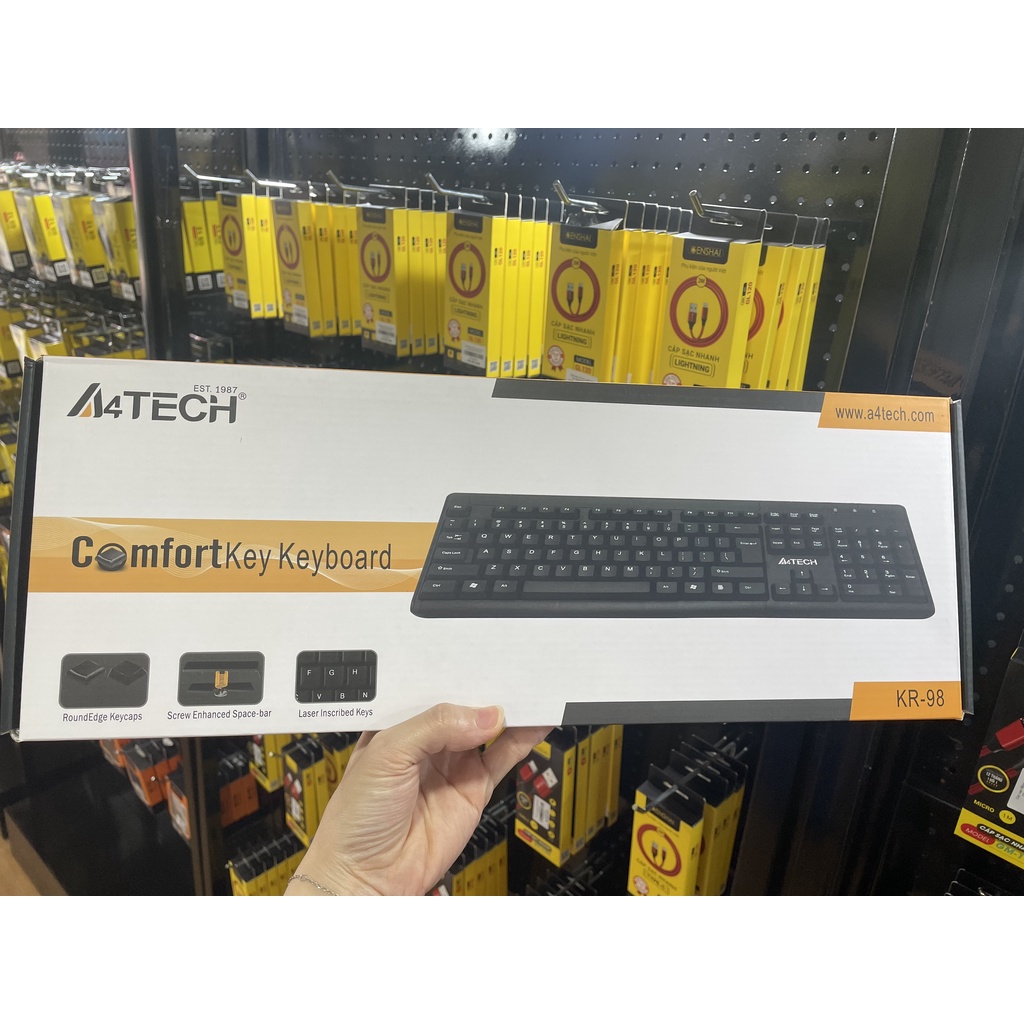 Bàn Phím A4TECH KR98 có dây dùng cho PC và laptop qua công USB