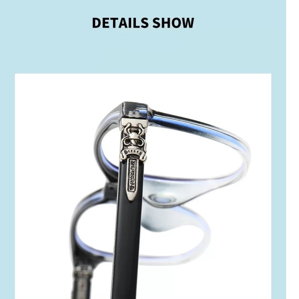 Gọng kính cận nam nữ dáng hình chữ nhật MEMOEYEWEAR hoa văn chrome heart phong cách hàn quốc dễ đeo, màu sắc ombre_CH219