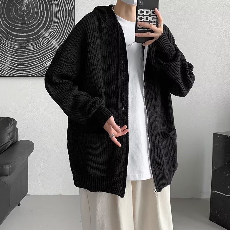 Áo hoodie Dáng Rộng Nam Thời Trang Mùa Thu Cá Tính Cho Simple Fashion cardigan namáo hoodie dây kéo unisexáo sweater form rộng  áo sweater trơn Sọc