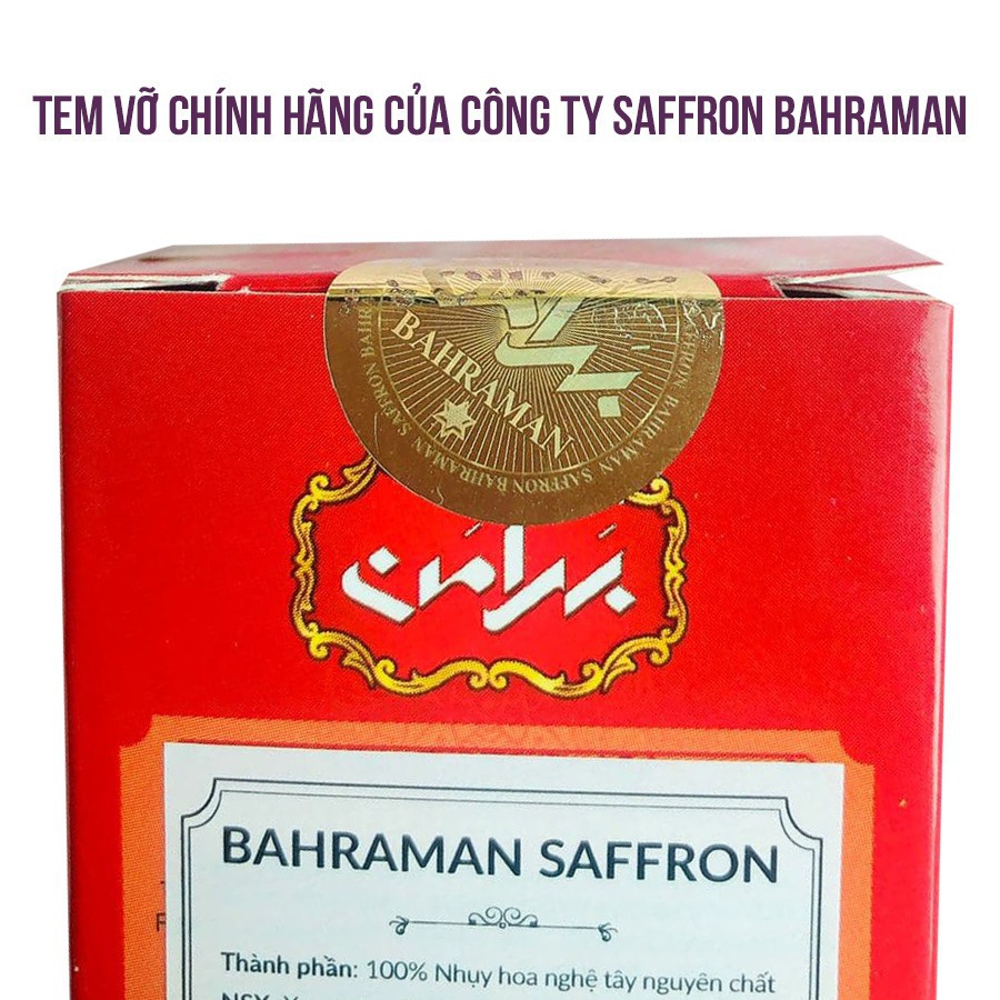 Nhụy Hoa Nghệ Tây Iran Saffron Bahraman 2 hộp 1Gram/hộp