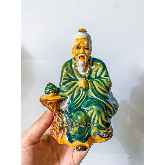 ÔNG LÃO UỐNG TRÀ GỐM SỨ TRANG TRÍ NON BỘ TIỂU CẢNH CAO 13CM