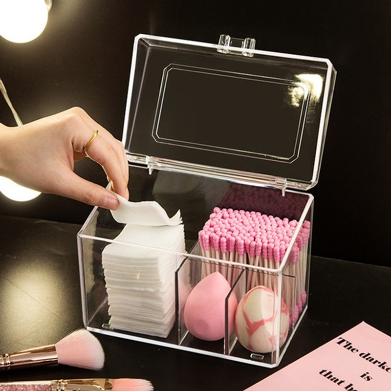 (Hàng Mới Về) Hộp Đựng Tăm Bông Bằng Acrylic Trong Suốt Tiện Dụng