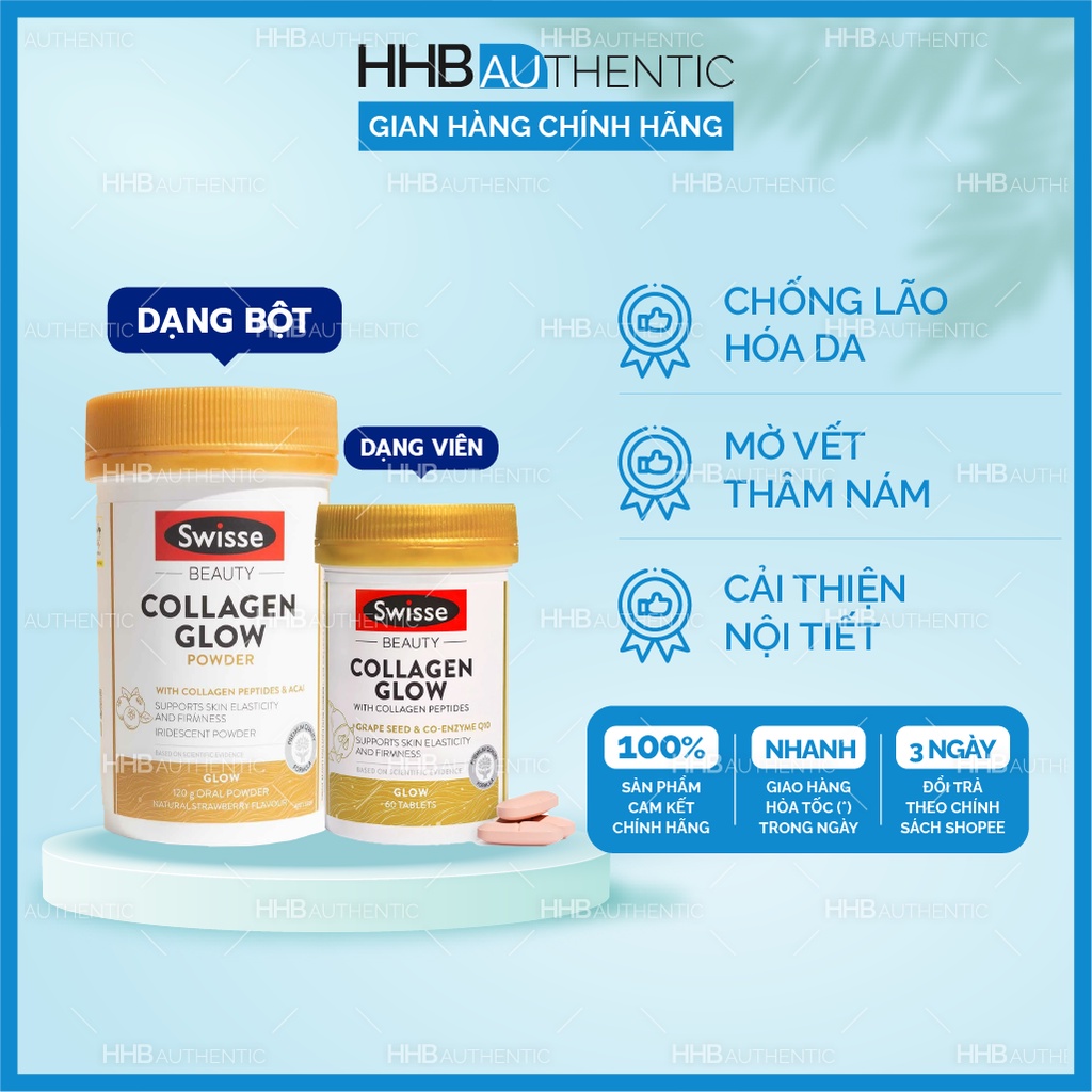 Viên uống đẹp da Swisse Collagen Glow - Xuất xứ Úc